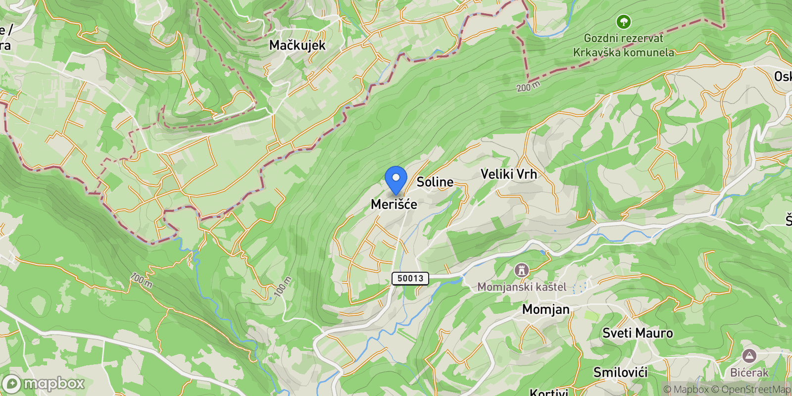 Map showing Merisce, Istria County, Croatia.