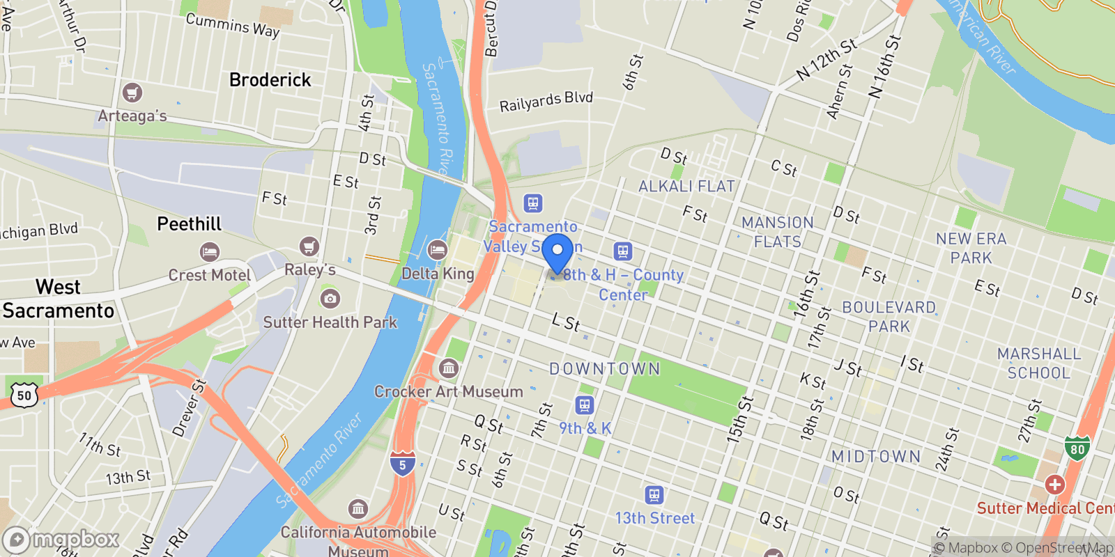 Map showing 500 J Street Unit 1501 1501, Sacramento, CA 95814, Sacramento, California, United States.