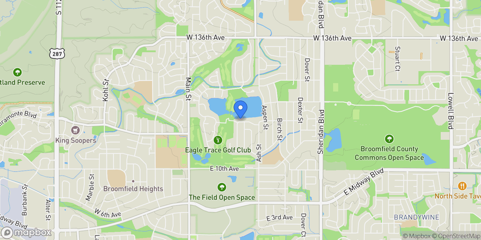 Map showing 229 E 12th Ave, Broomfield, Colorado, United States.
