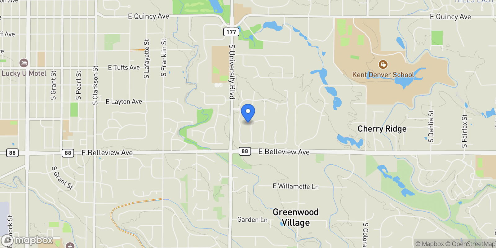 Map showing 4903 S Elizabeth Cir, Englewood, Colorado, United States.