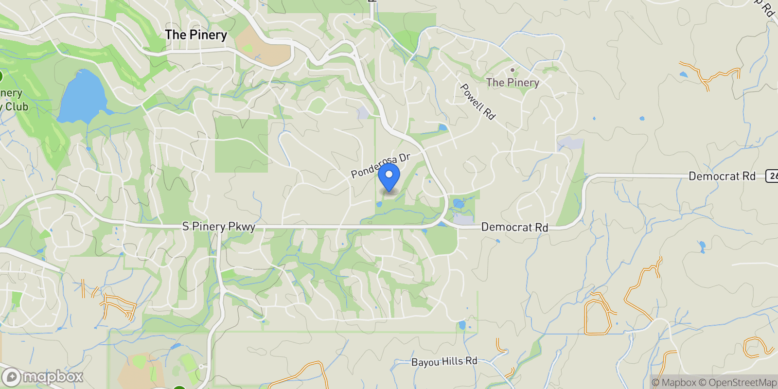 Map showing 5694 Hidden Oaks Way, Parker, Colorado, United States.