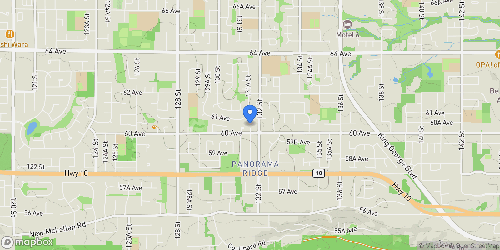 Map showing 6025 131A STREET, Surrey, British Columbia, Canada.