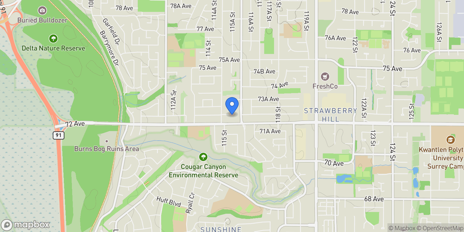 Map showing 11556 72a, Delta, British Columbia, Canada.