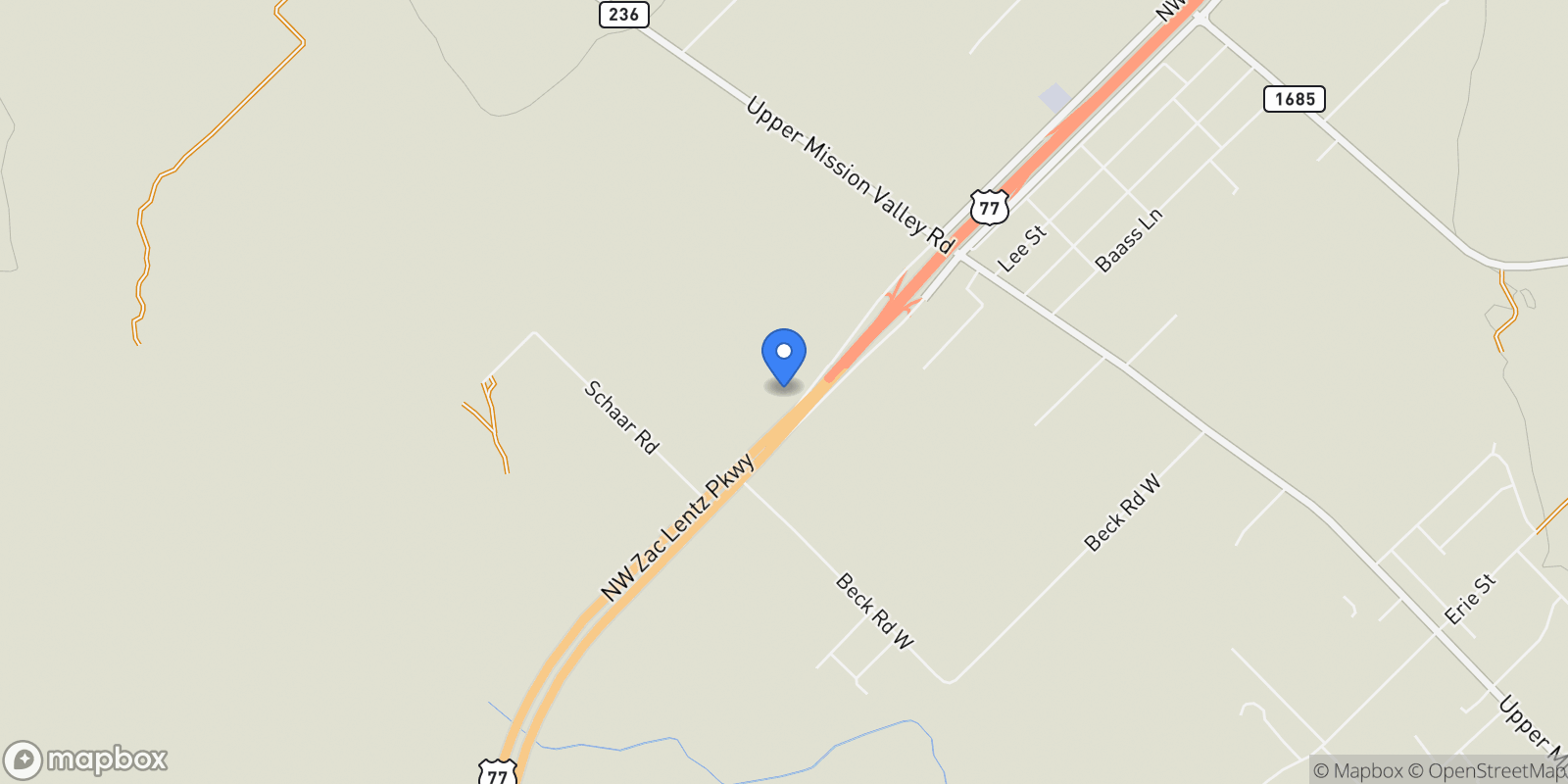 Map showing 18804 Zac Lentz Parkway, Victoria, TX 77905, Victoria, Texas, United States.