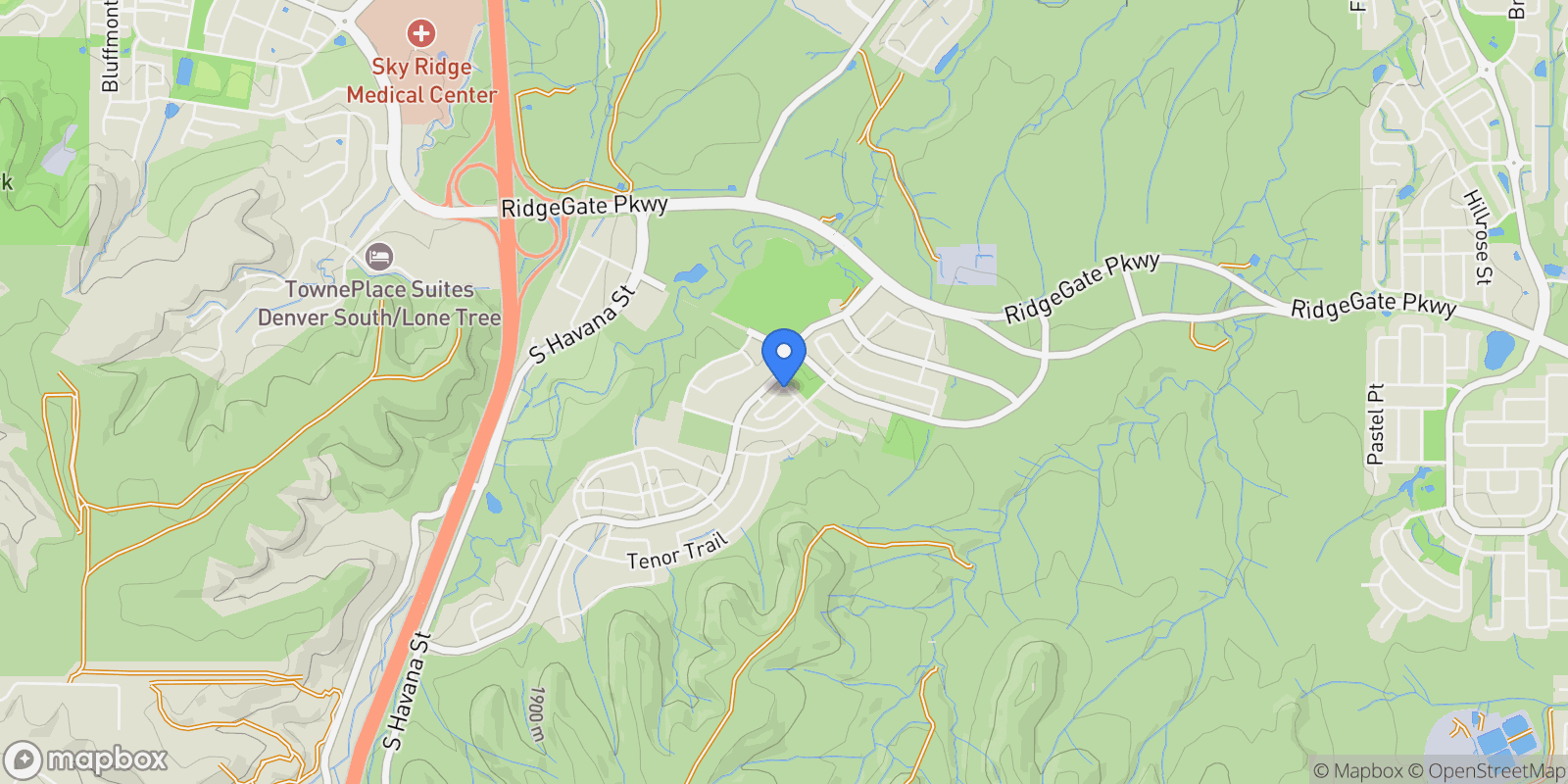 Map showing 11498 Alla Breve Cir, Parker, Colorado, United States.