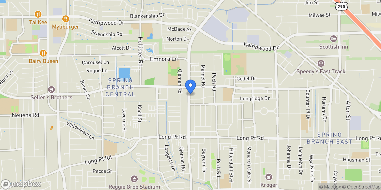 Map showing 2034 Bingle Road, Houston, TX 77055, Houston, Texas, United States.