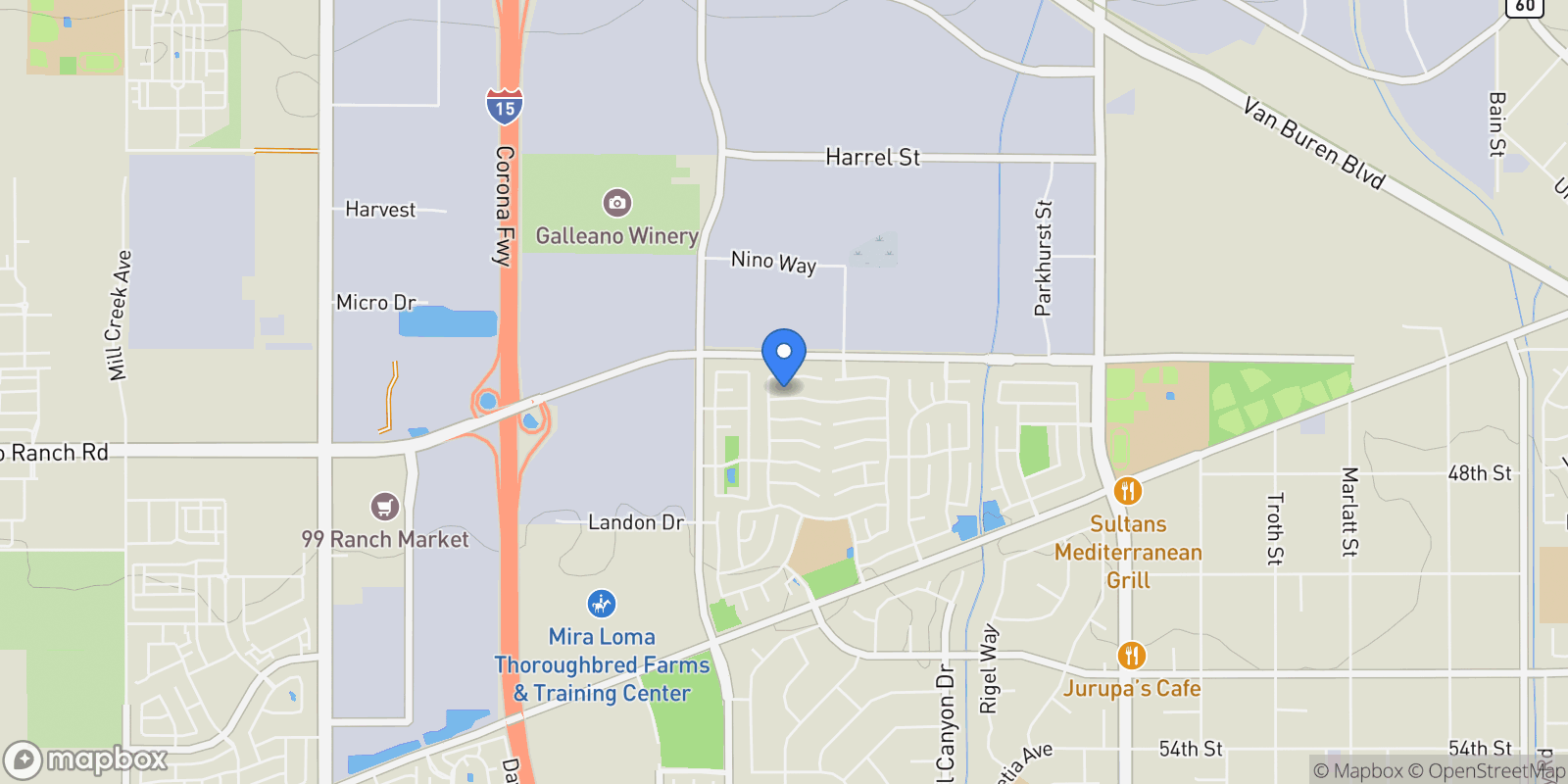 Map showing 11667 Autumn Sage Avenue, Jurupa Valley, California, United States.