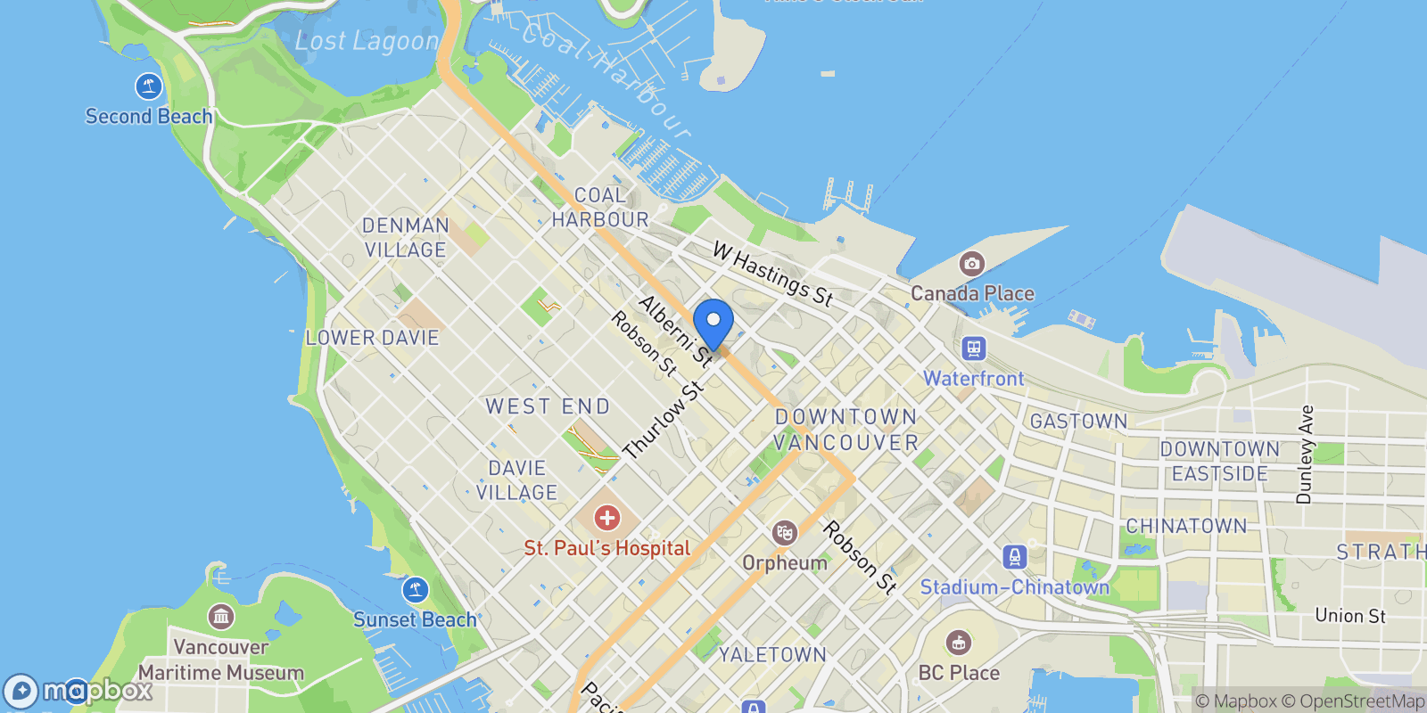 Map showing 2505 1111 ALBERNI STREET, Vancouver, British Columbia, Canada.