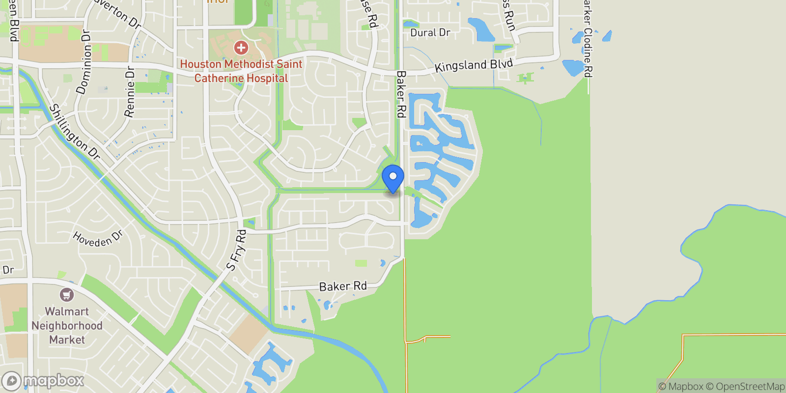 Map showing 19110 Oak View Terrace Drive, Houston, TX 77094, Houston, Texas, United States.