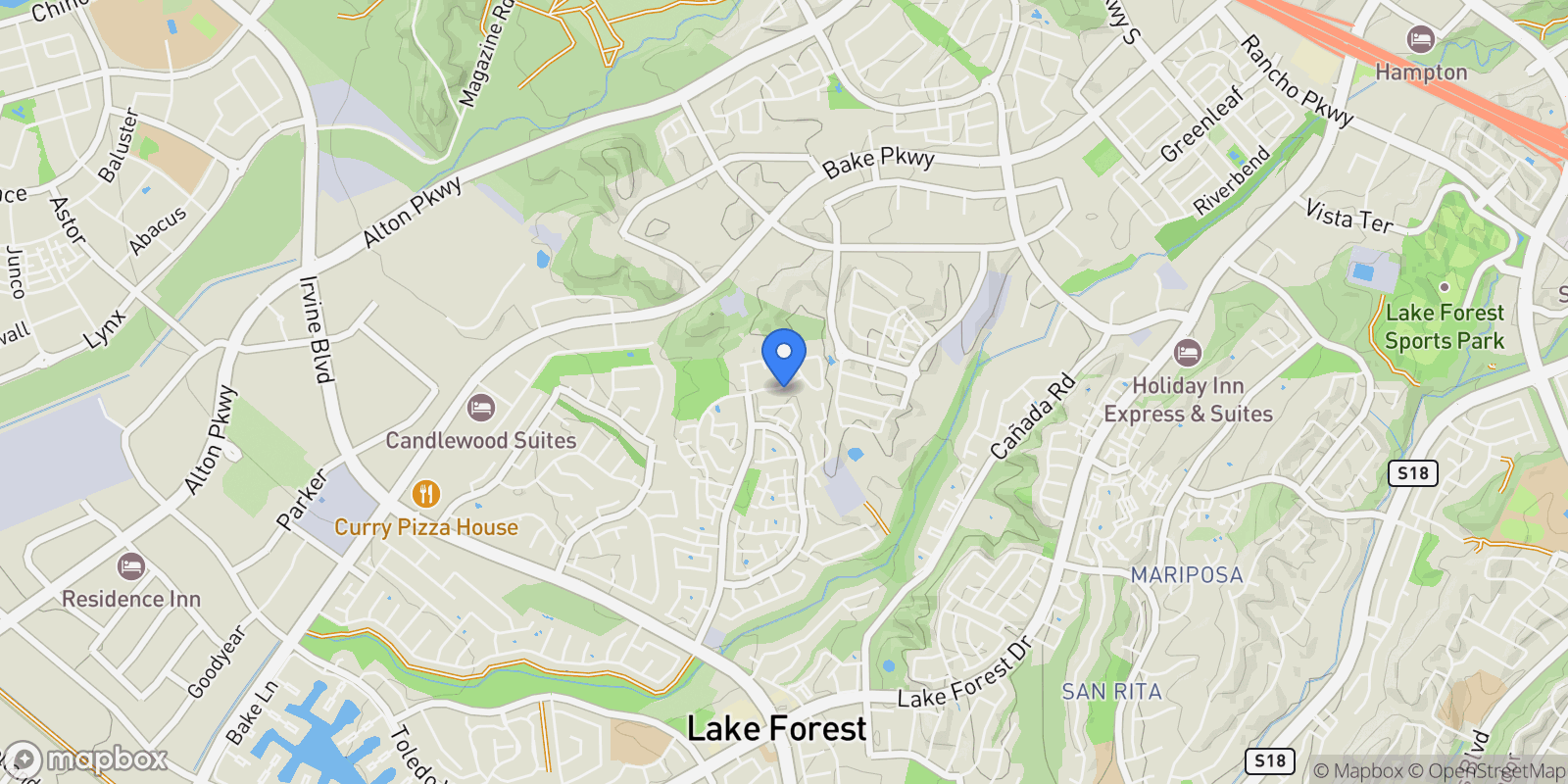Map showing 27 Alessio, Lake Forest, California, United States.