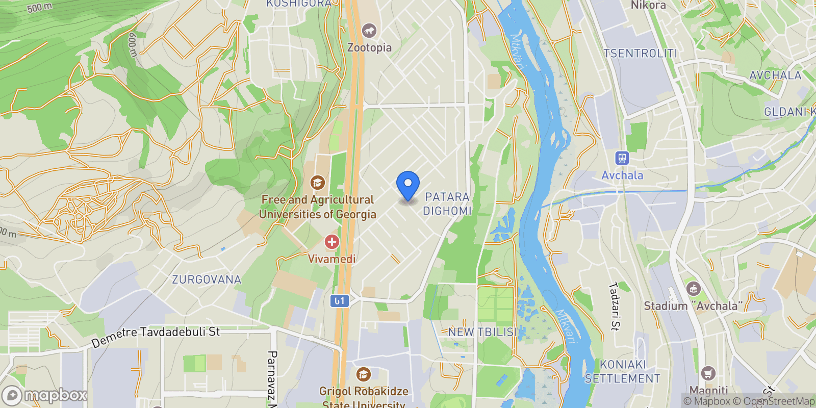 Map showing Goderdzi Chokheli St, T'bilisi, Georgia, Tbilisi, Tbilisi, Georgia.