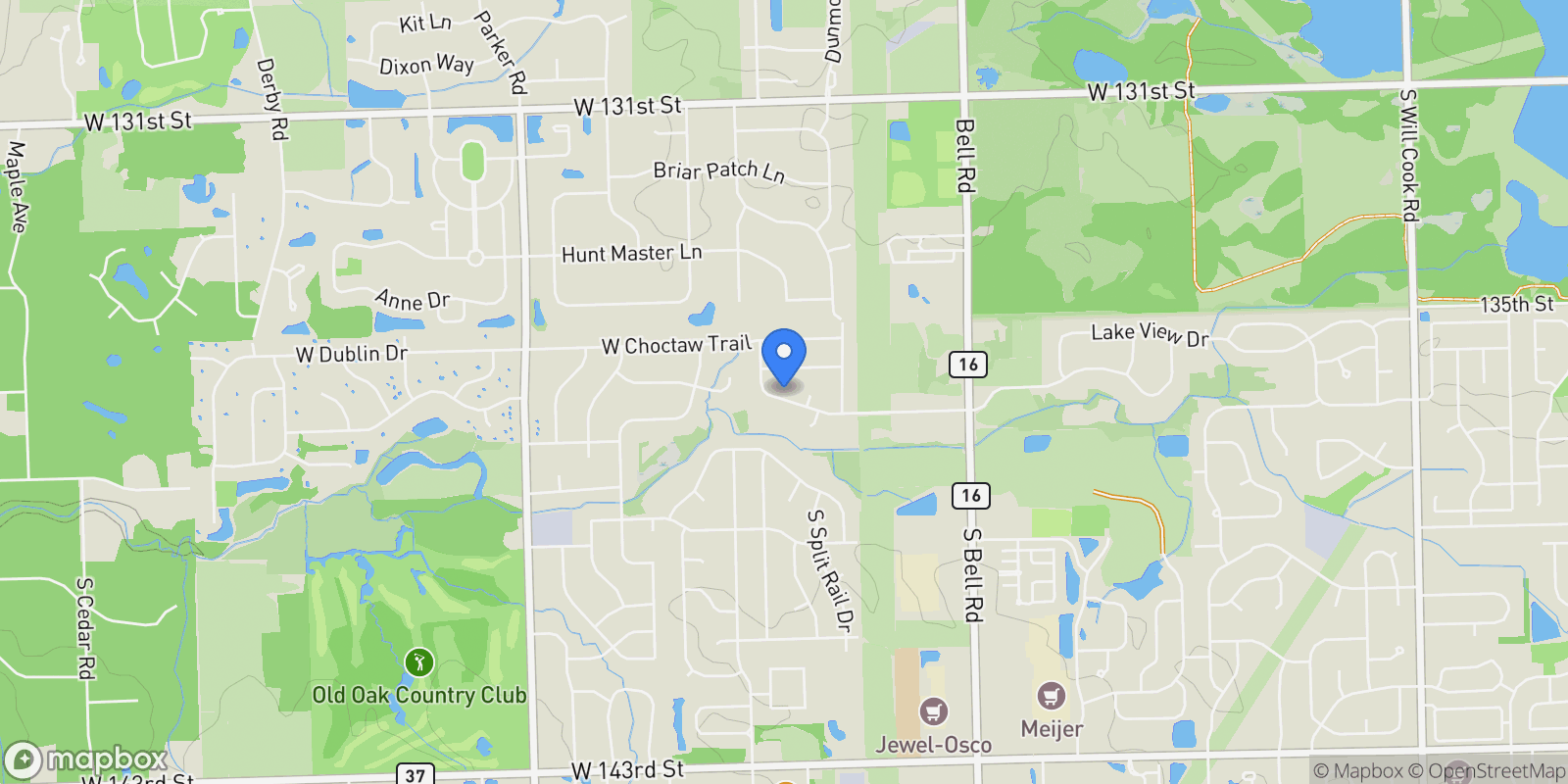 Map showing 13124 W Beaver Lake Drive, Homer Glen, Illinois, United States.