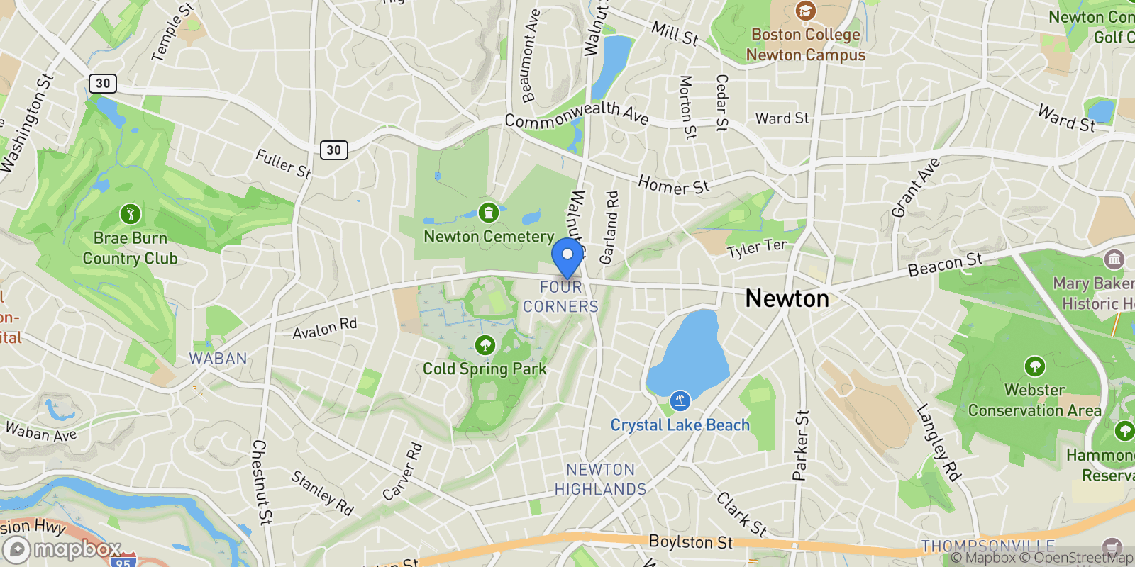 Map showing 1114 Beacon St., Newton, Massachusetts, United States.