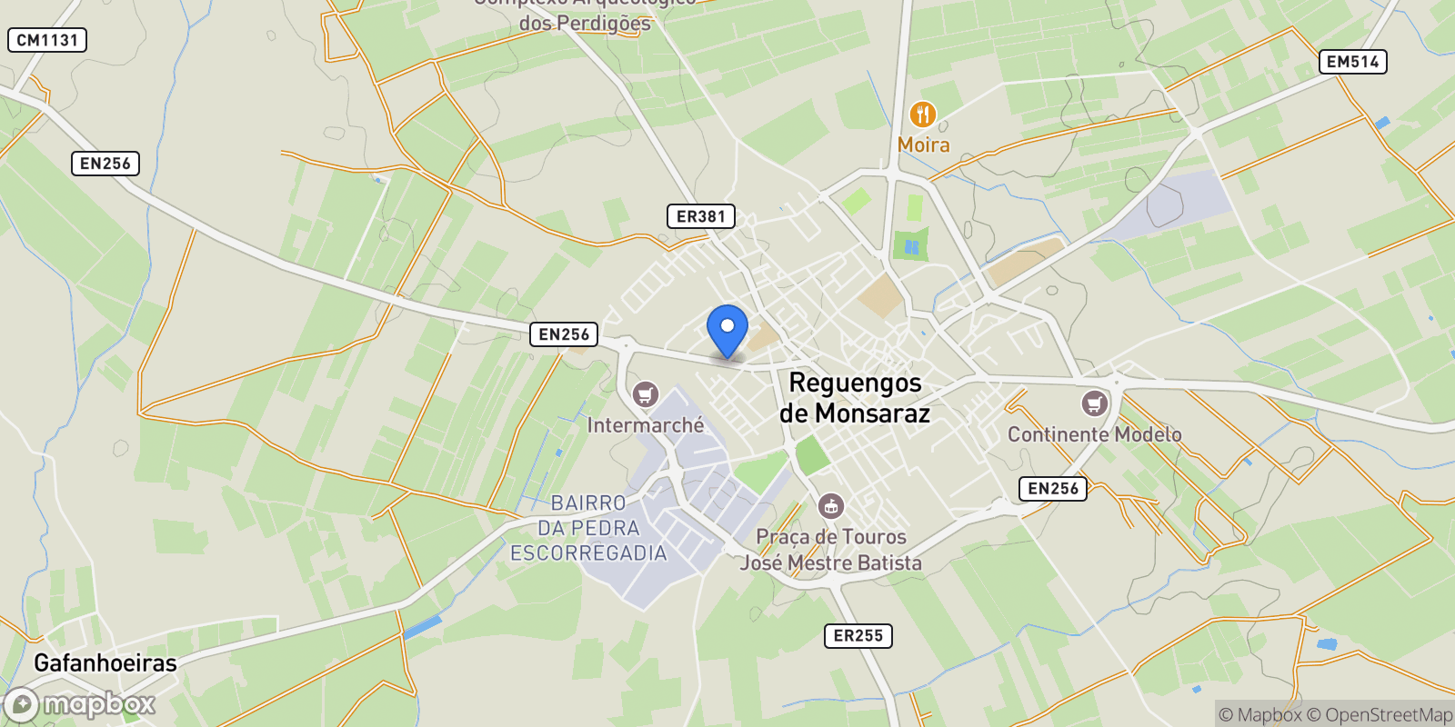 Map showing Évora, Reguengos de Monsaraz, Évora District, Portugal.