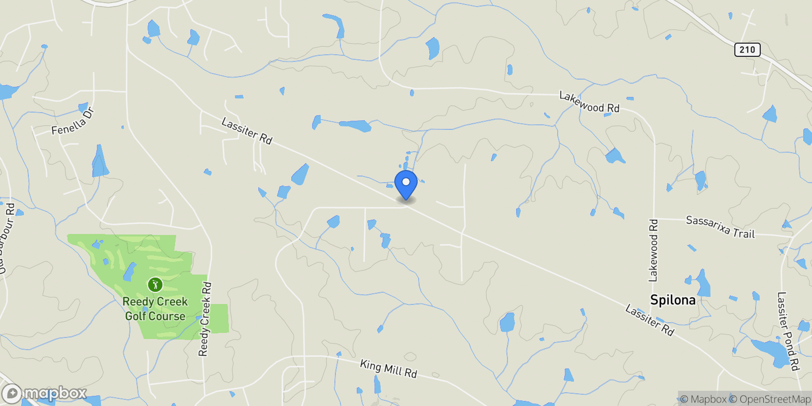 Map showing 2568 Lassiter Road, Four Oaks, NC, United States.