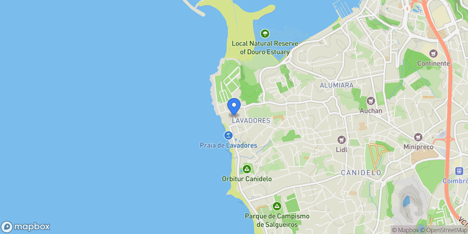 Map showing Canidelo, Porto, Canidelo, Porto District, Portugal.