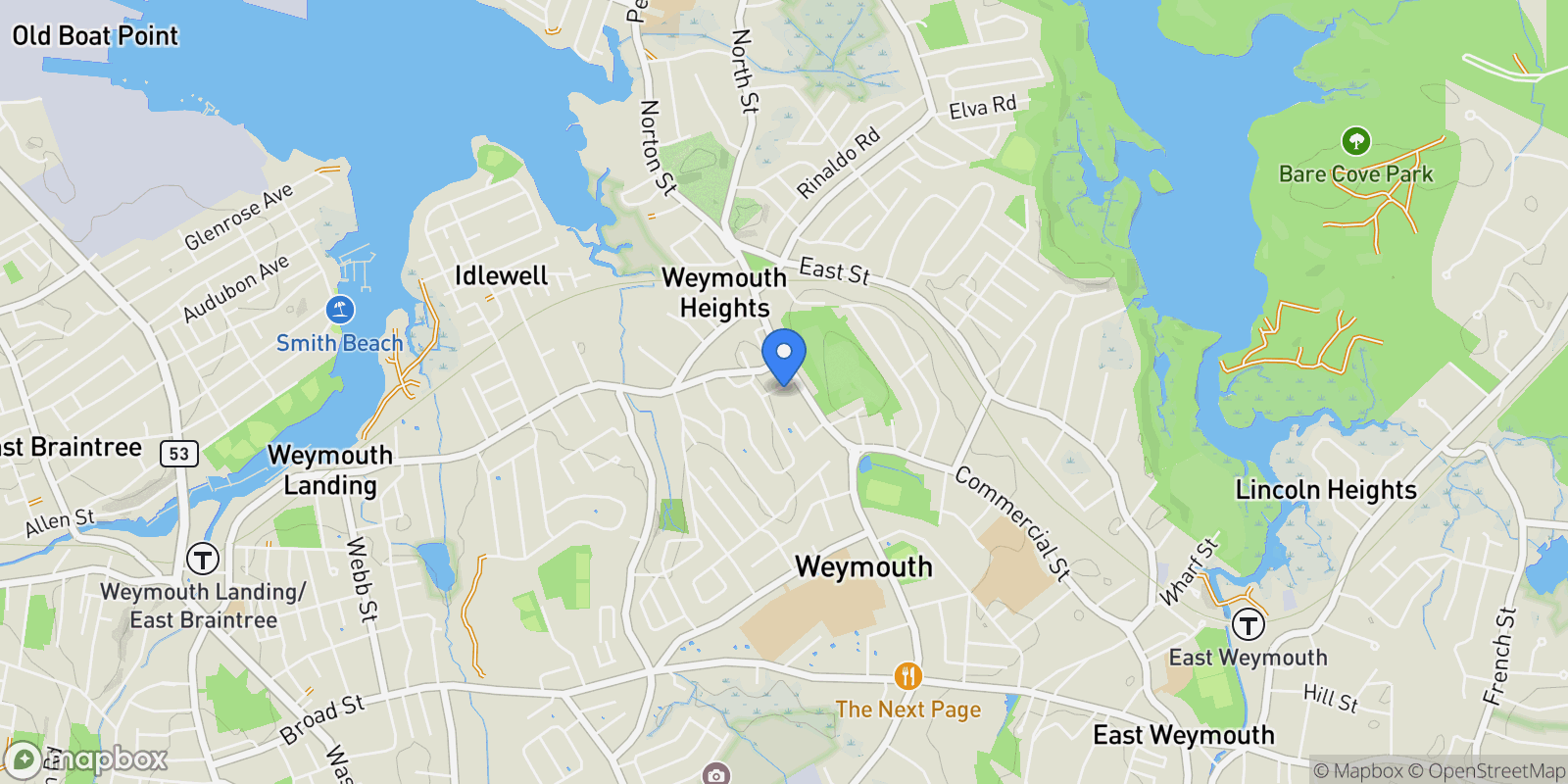 Map showing 20 Richards Rd, Weymouth, Massachusetts, United States.
