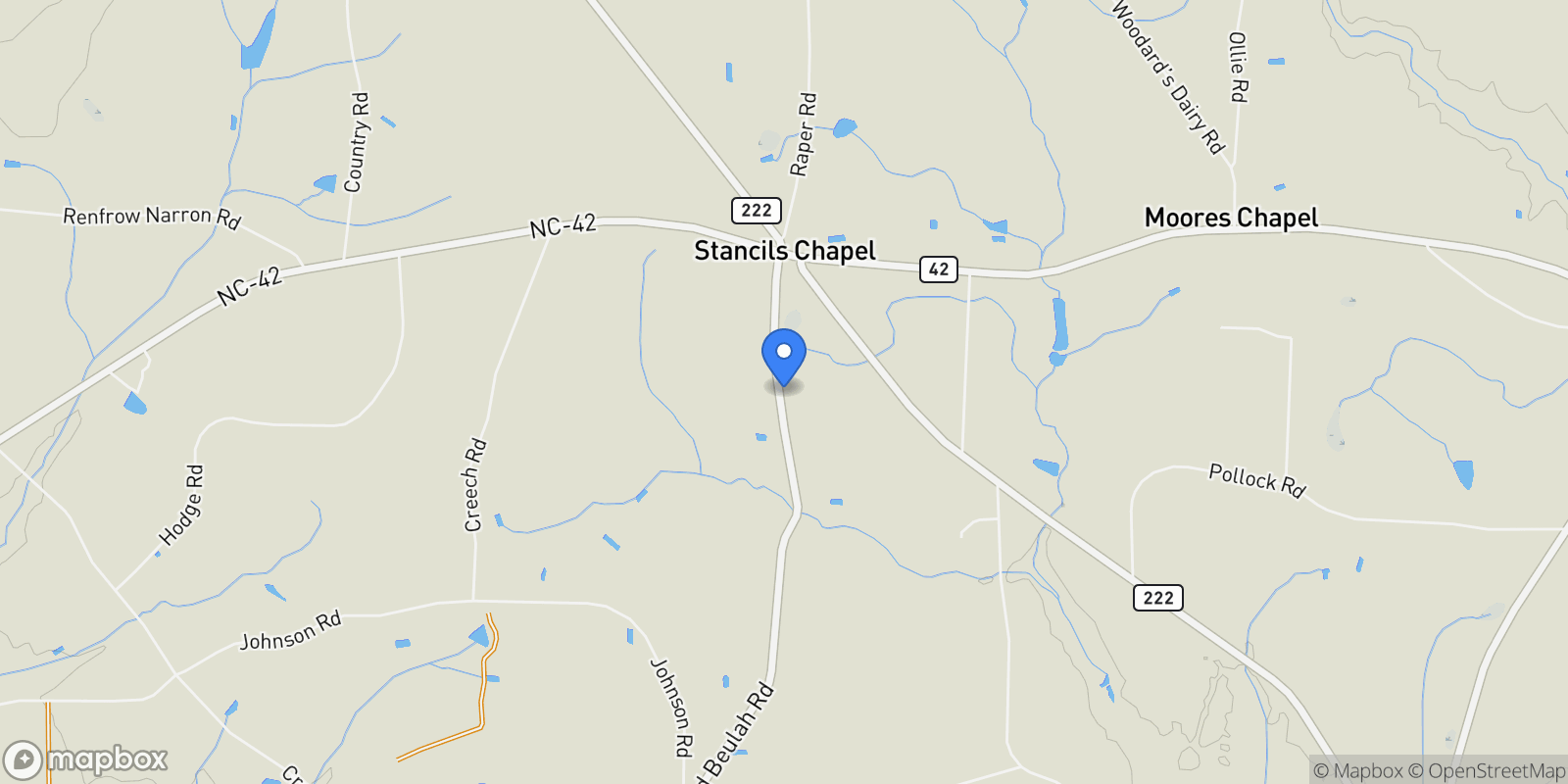 Map showing 11214 Old Beulah Road, Kenly, North Carolina, United States.