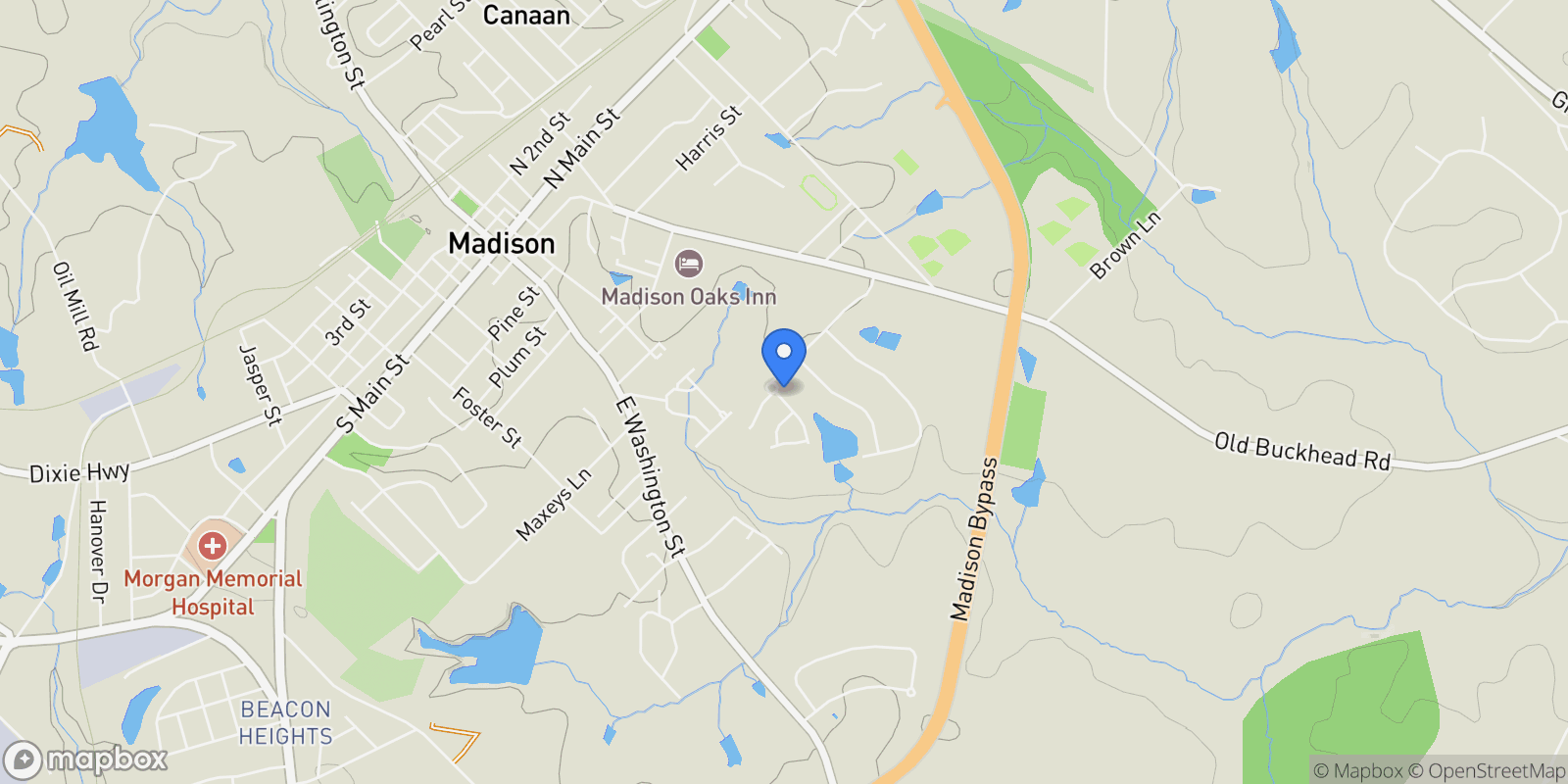 Map showing 1355 Veranda Park Drive, Madison, Georgia, United States.