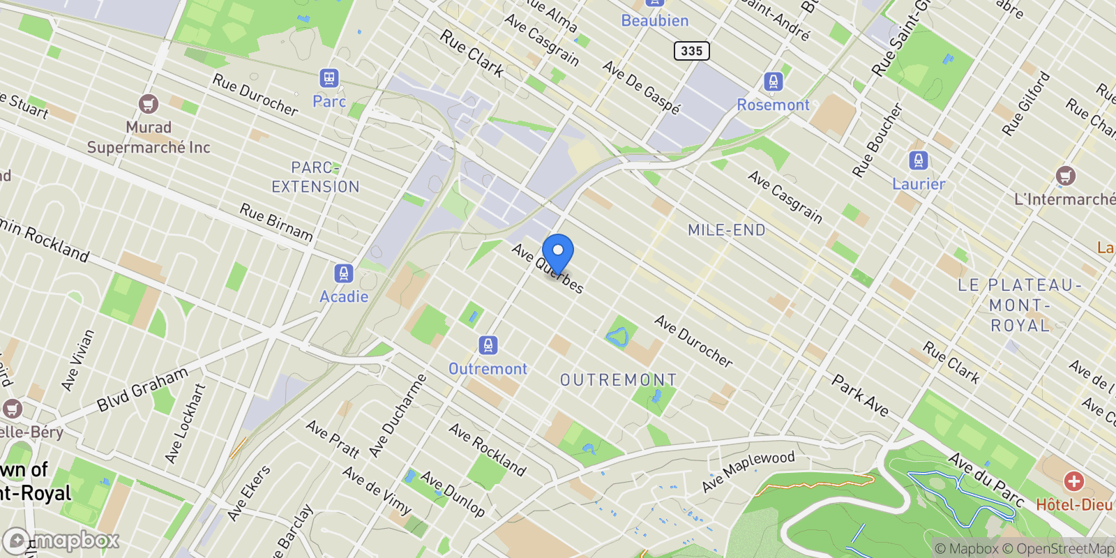 Map showing 752B Av. Querbes, Montréal, Quebec, Canada.