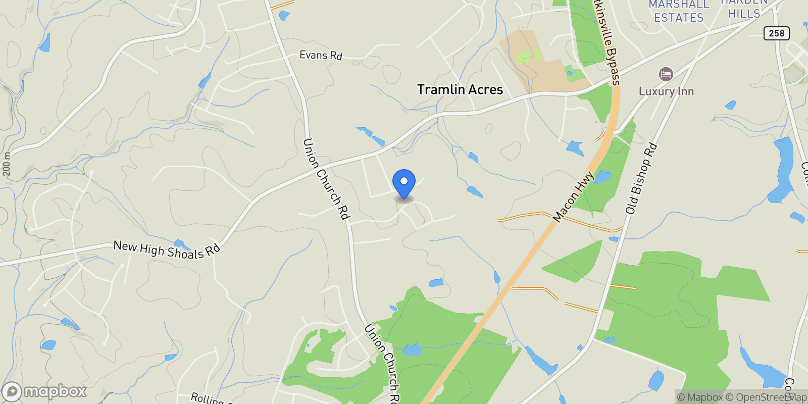 Map showing 1141 Southwind Drive, Bishop, Georgia, United States.