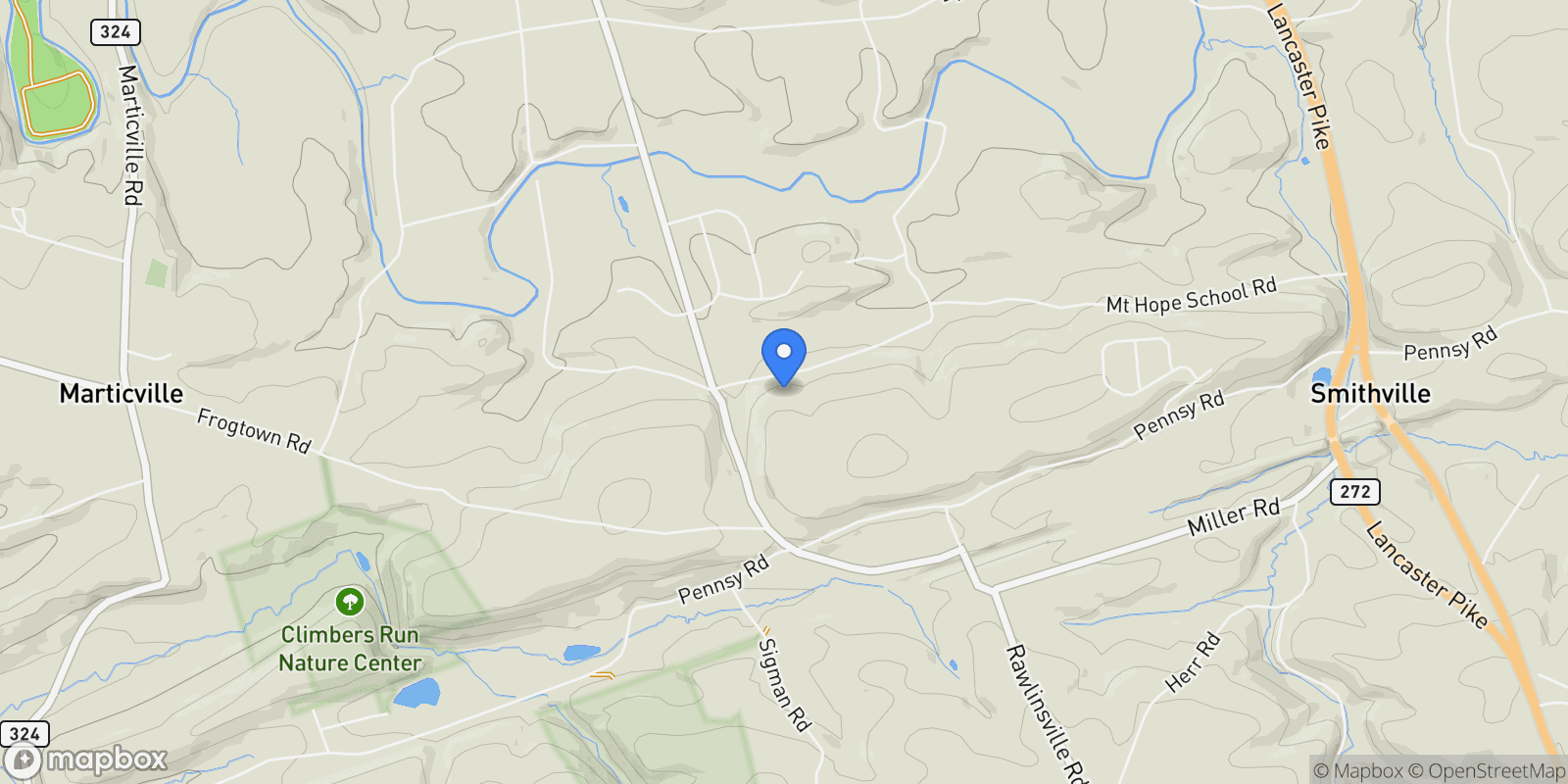 Map showing 264 MOUNT HOPE SCHOOL RD ROAD, WILLOW STREET, PA 17584, Willow Street, Pennsylvania, United States.
