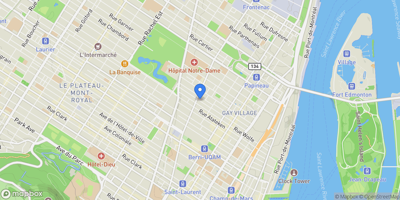 Map showing 1915 1919 Rue Montcalm, Montréal, Quebec, Canada.