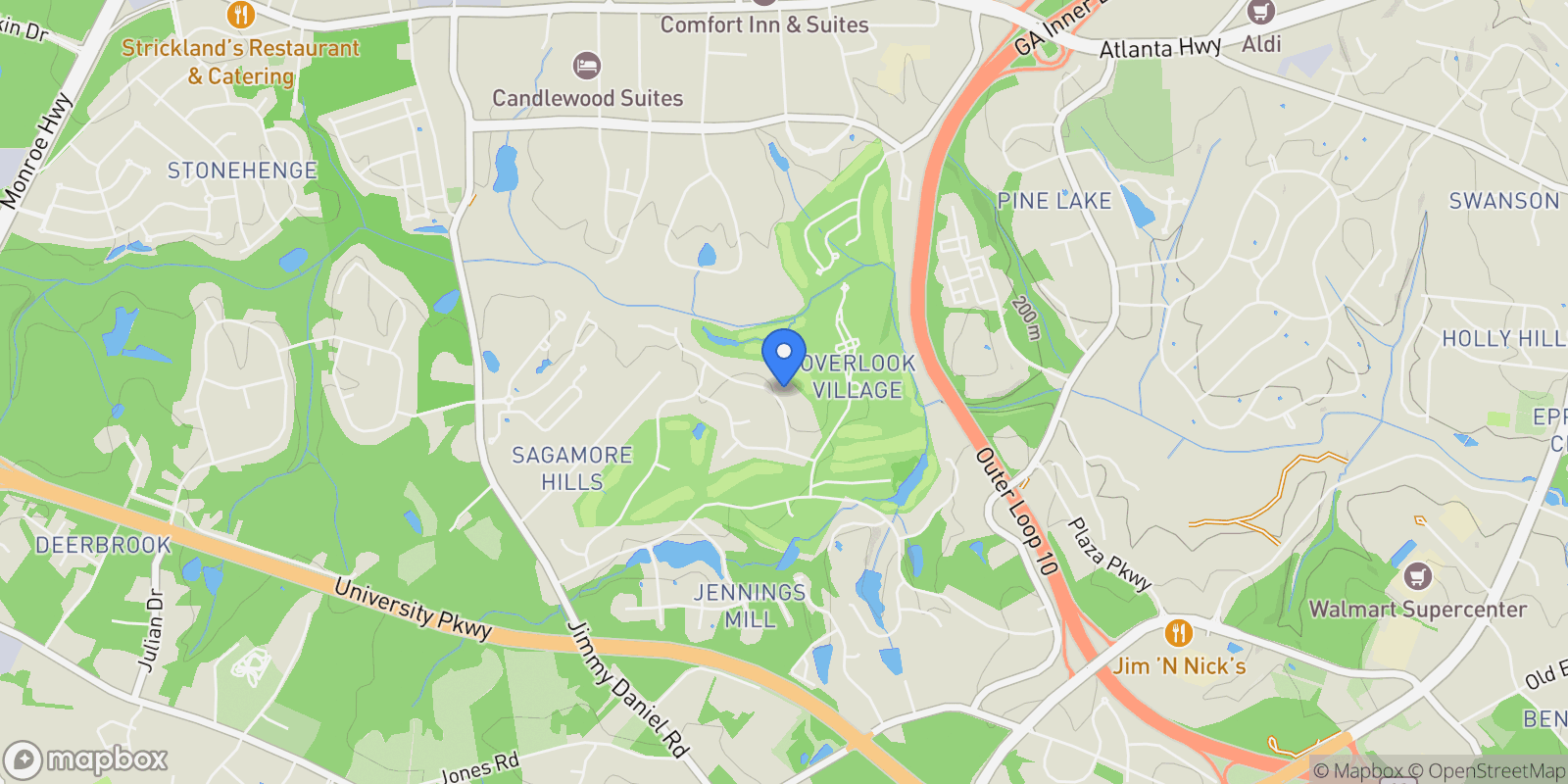 Map showing 1070 Ramser Drive, Bogart, Georgia, United States.