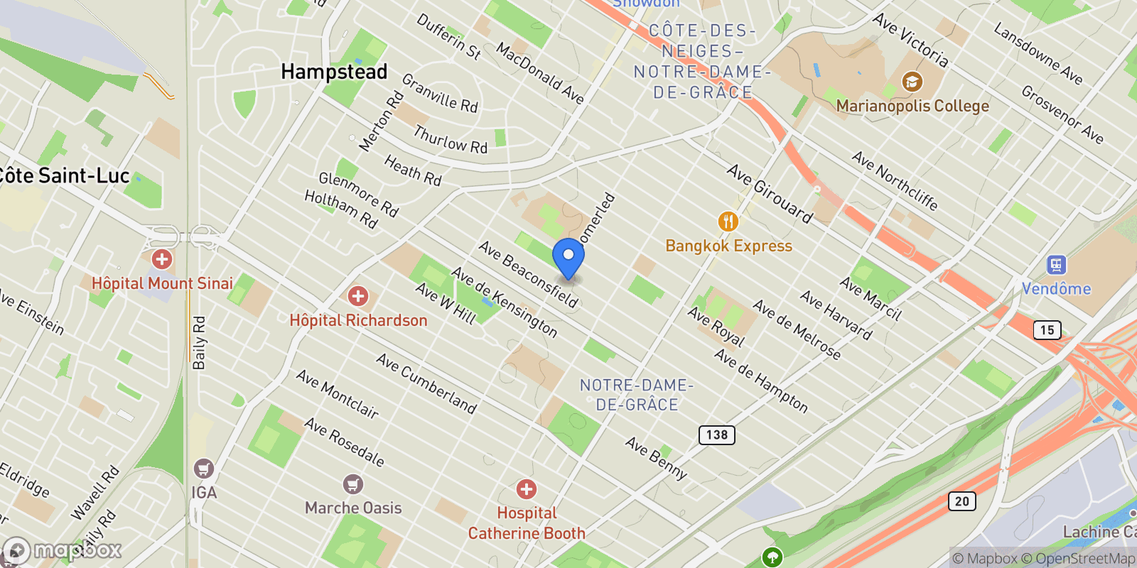 Map showing 4660 Av. Hingston, Montréal, Quebec, Canada.