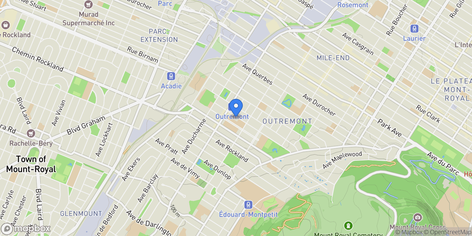 Map showing 750 752 Av. Stuart, Montréal, Quebec, Canada.