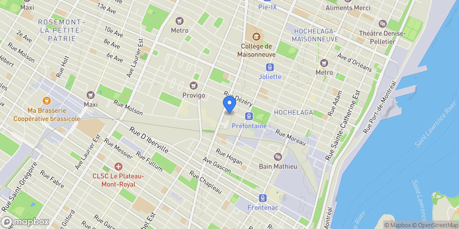 Map showing 2654 2658 Rue Moreau, Montréal, Quebec, Canada.