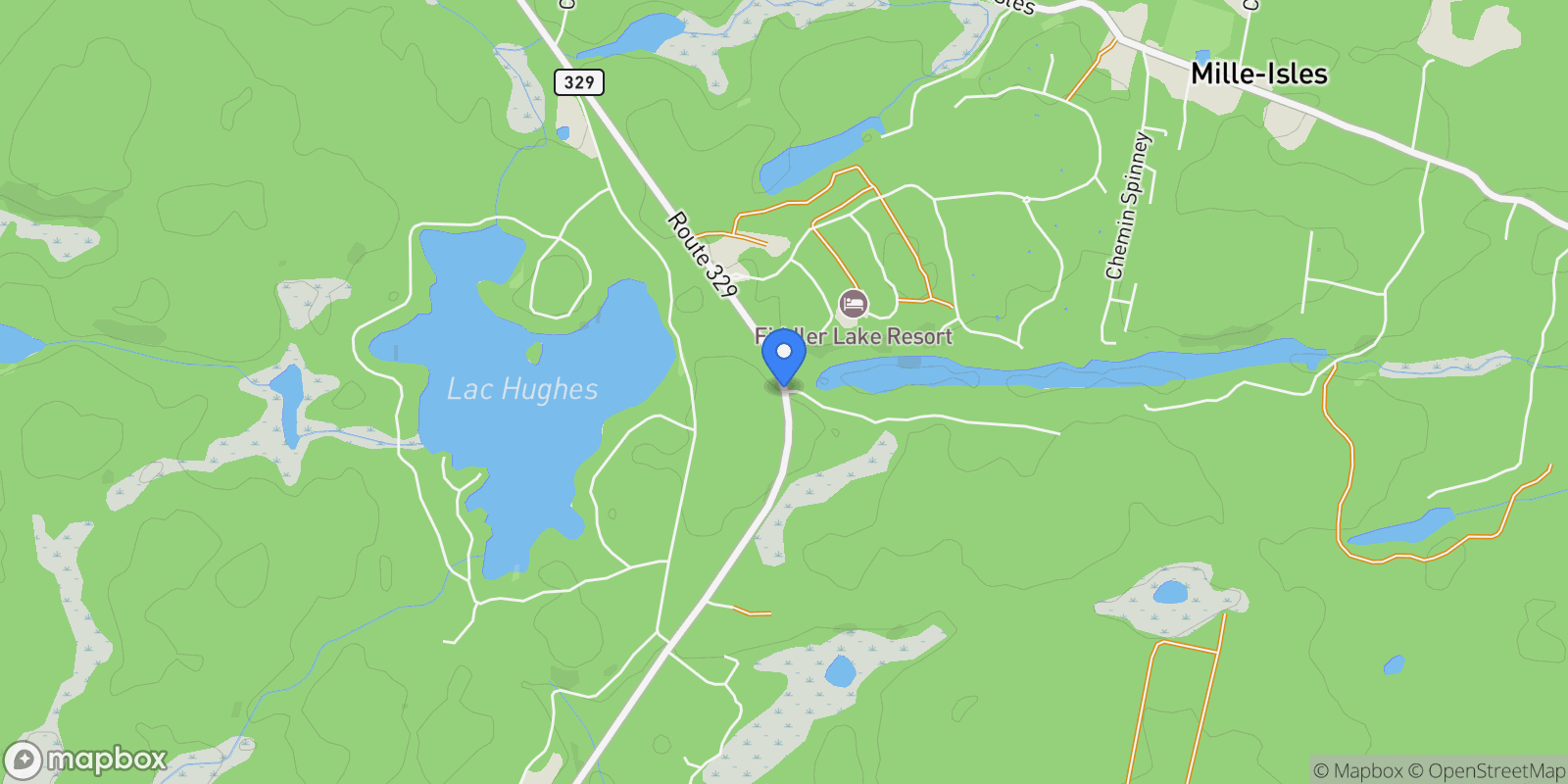 Map showing 2500Z Route 329, Mille-Isles, Quebec, Canada.