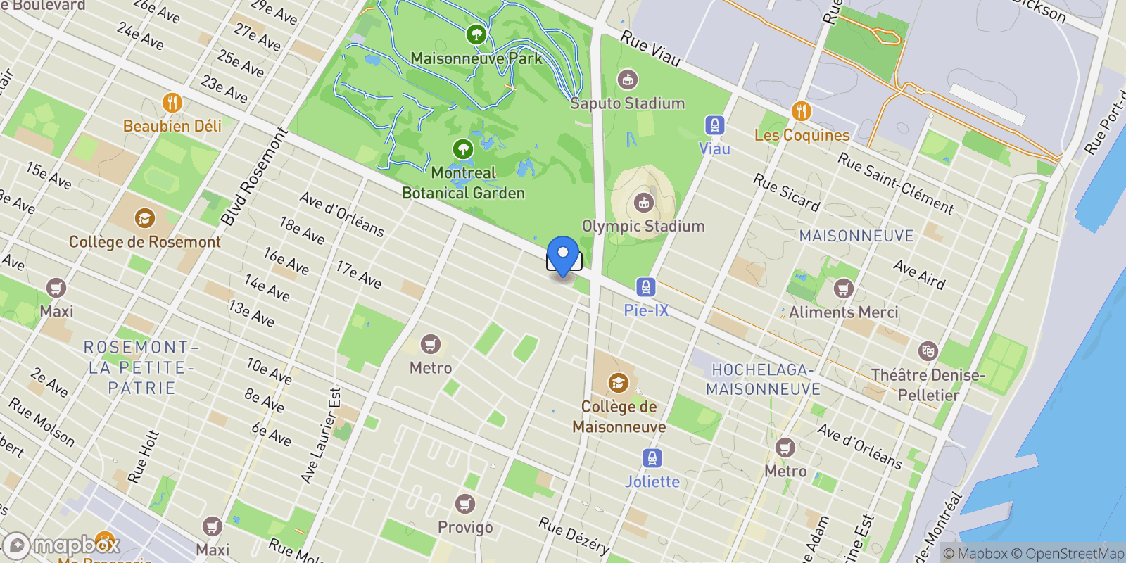Map showing 4367 Av. Jeanne-d'Arc, Montréal, Quebec, Canada.