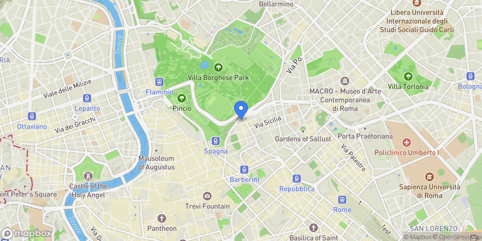 Map showing Via Di Porta Pinciana, Rome, Lazio, Italy.