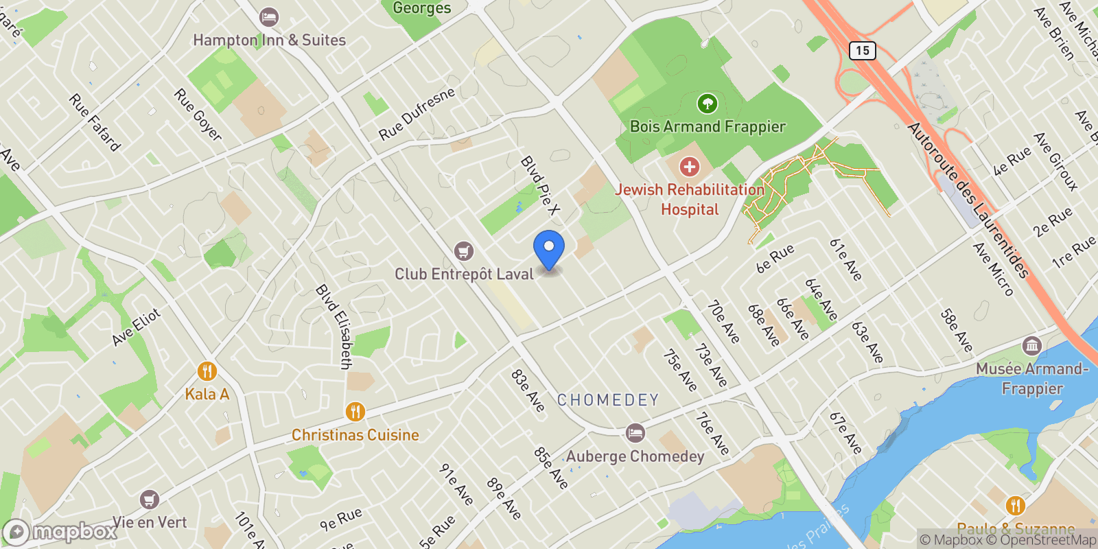 Map showing 676 678 Rue Henri-Bourassa, Laval, Quebec, Canada.