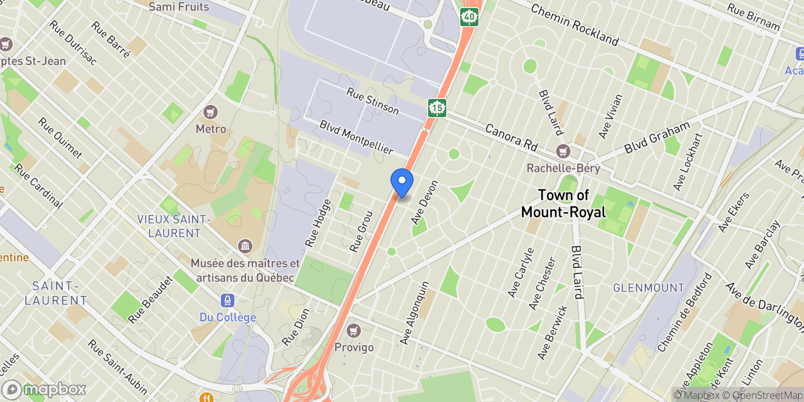 Map showing 3118 Ch. de la Côte-de-Liesse, Mount Royal, Quebec, Canada.