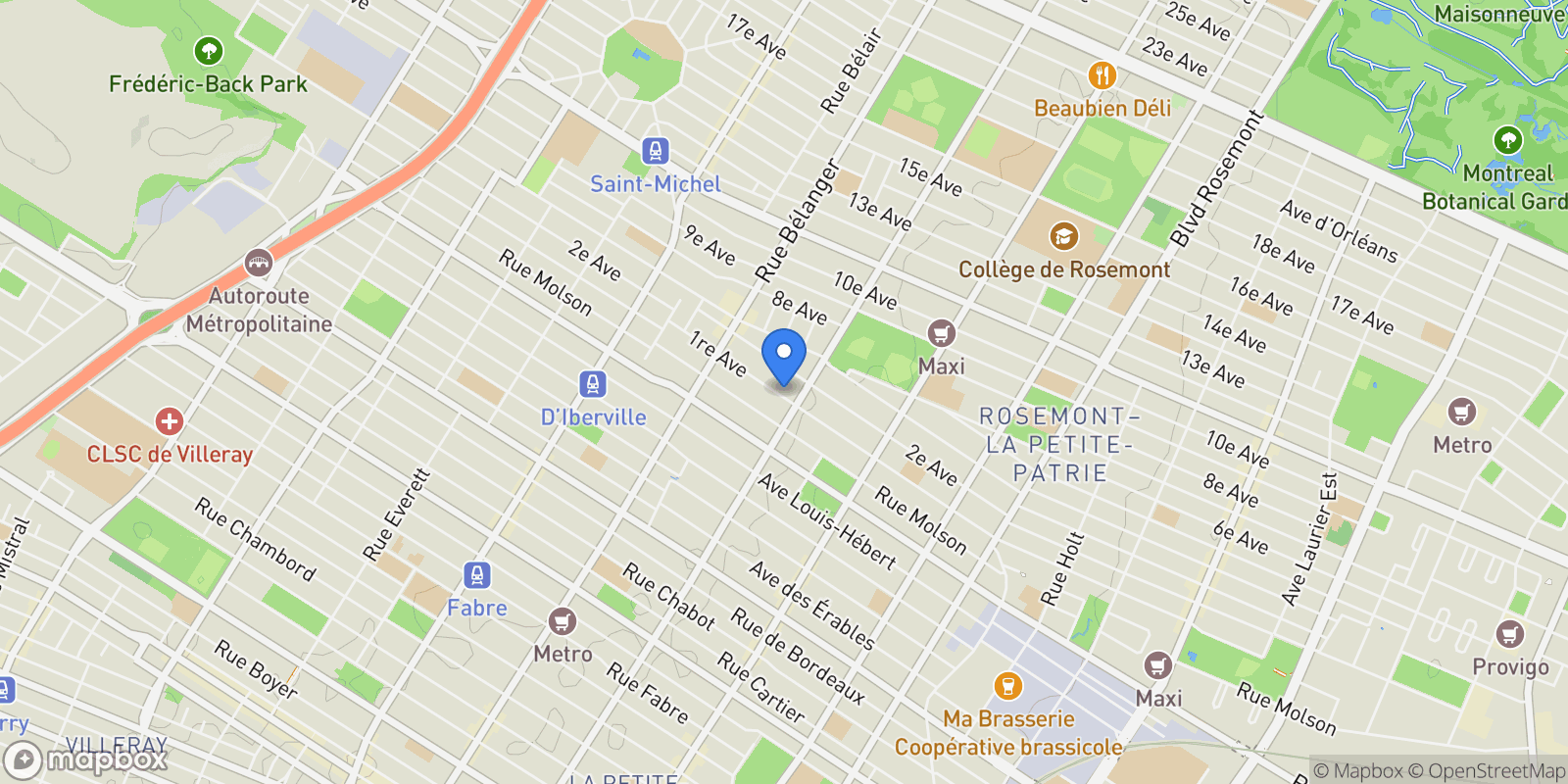 Map showing 6739 1re Avenue, Montréal, Quebec, Canada.