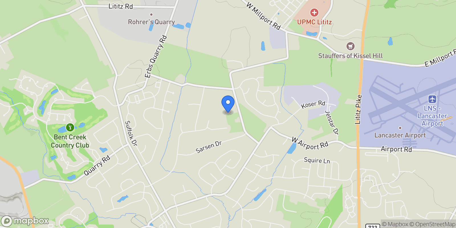 Map showing 513 NORTHAMPTON DR DRIVE, LITITZ, PA 17543, Lititz, Pennsylvania, United States.