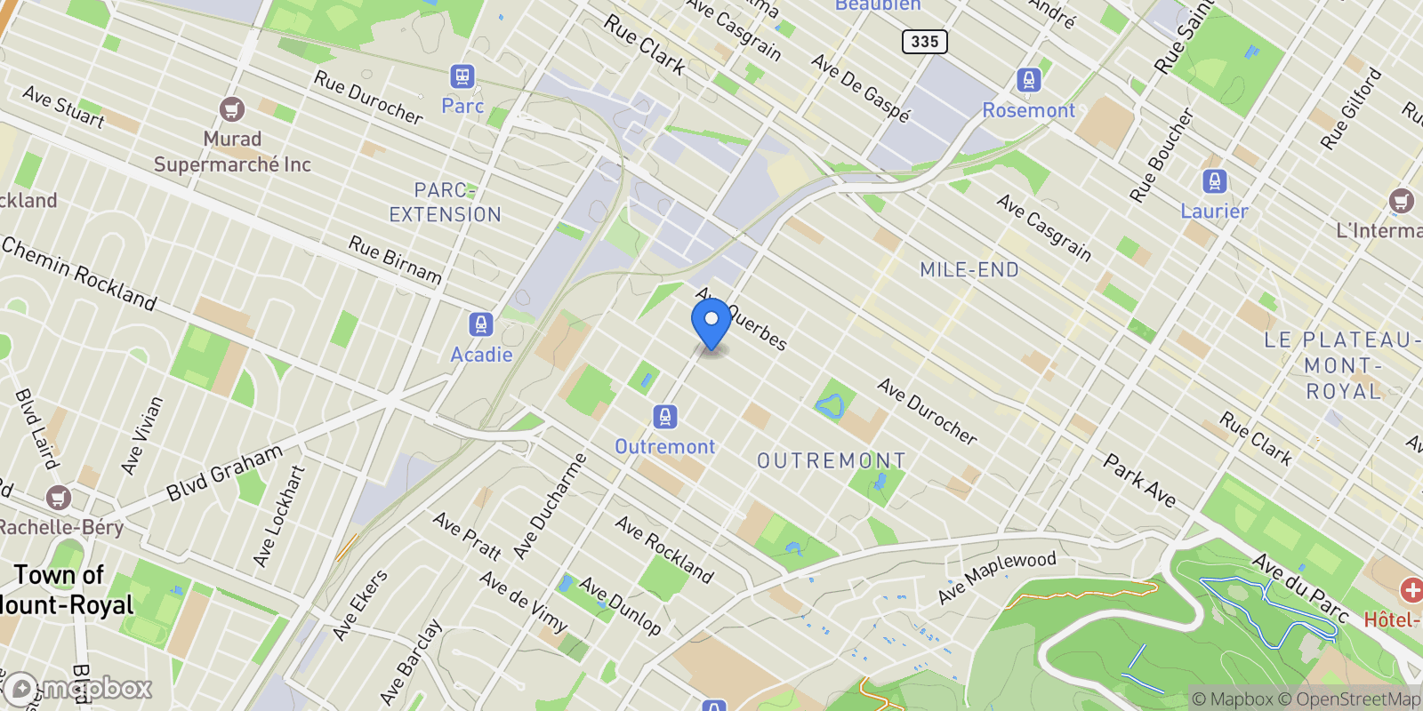 Map showing 790 Av. Bloomfield, Montréal, Quebec, Canada.