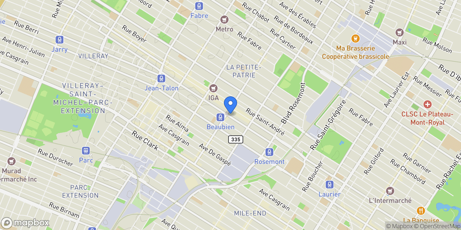 Map showing 6399 6401 Av. De Chateaubriand, Montréal, Quebec, Canada.