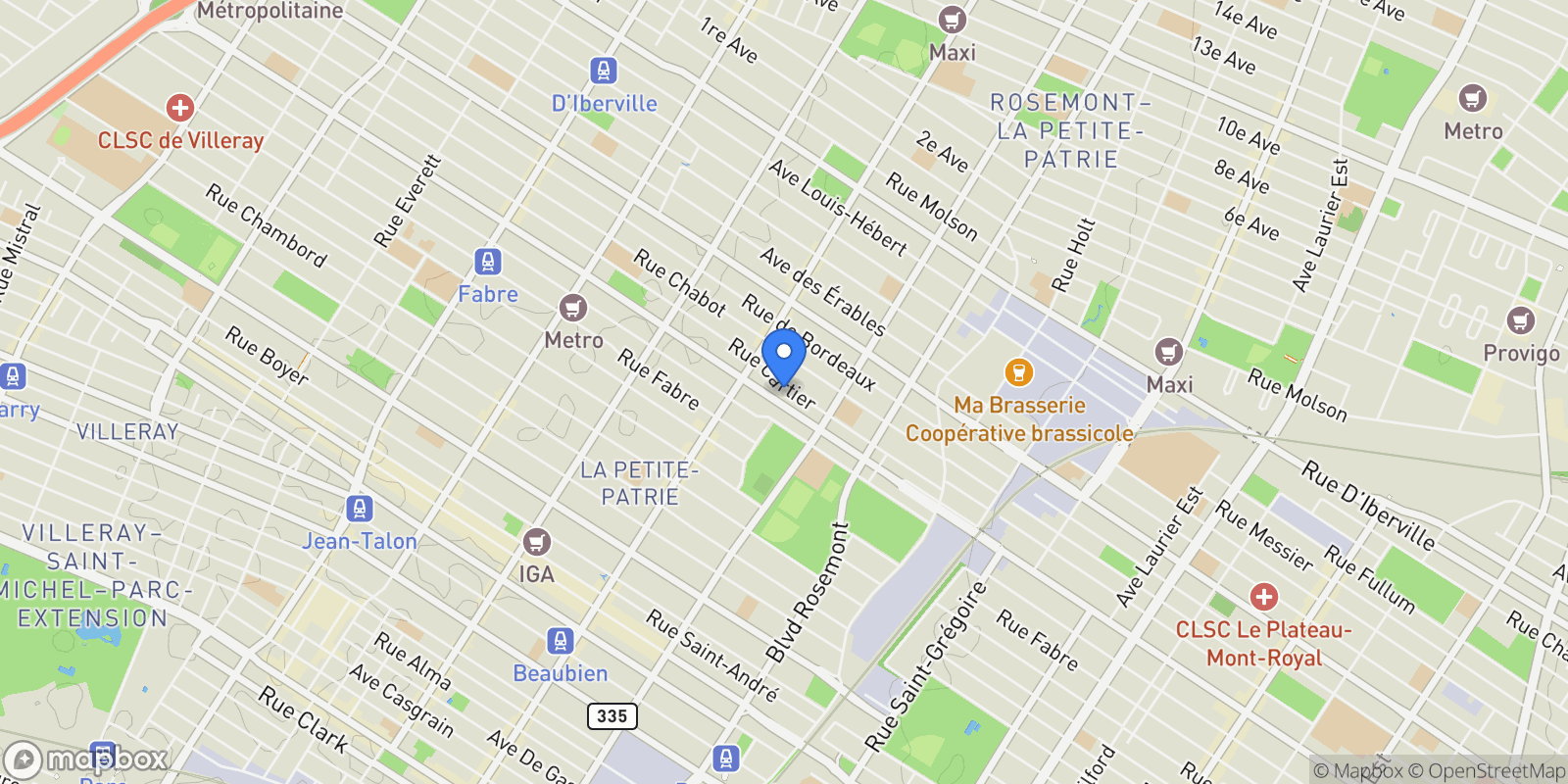 Map showing 6328 Rue Cartier, Montréal, Quebec, Canada.