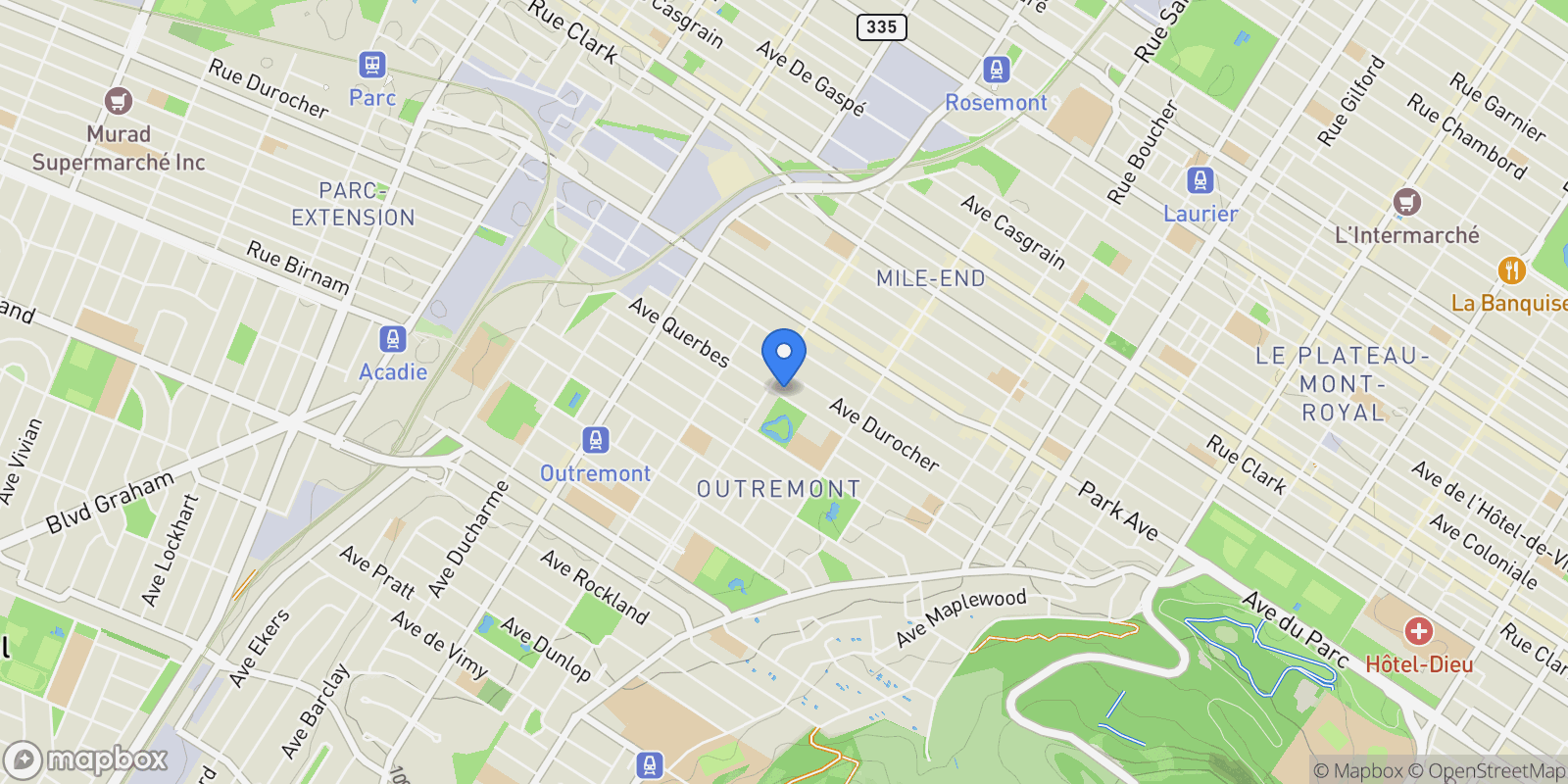 Map showing 567 Av. Querbes, Montréal, Quebec, Canada.