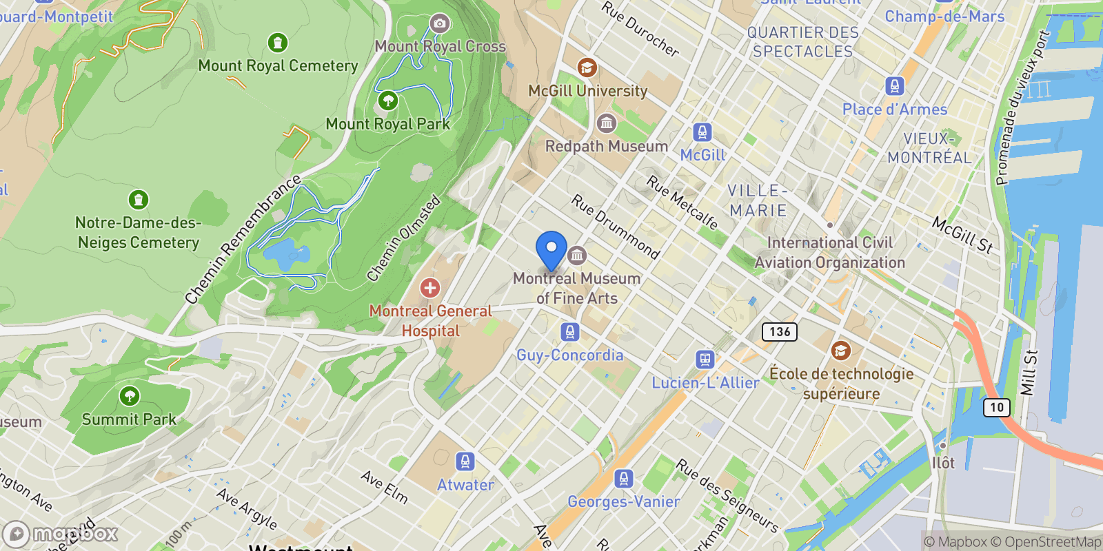 Map showing 1455 Rue Sherbrooke O. 1803, Montréal, Quebec, Canada.