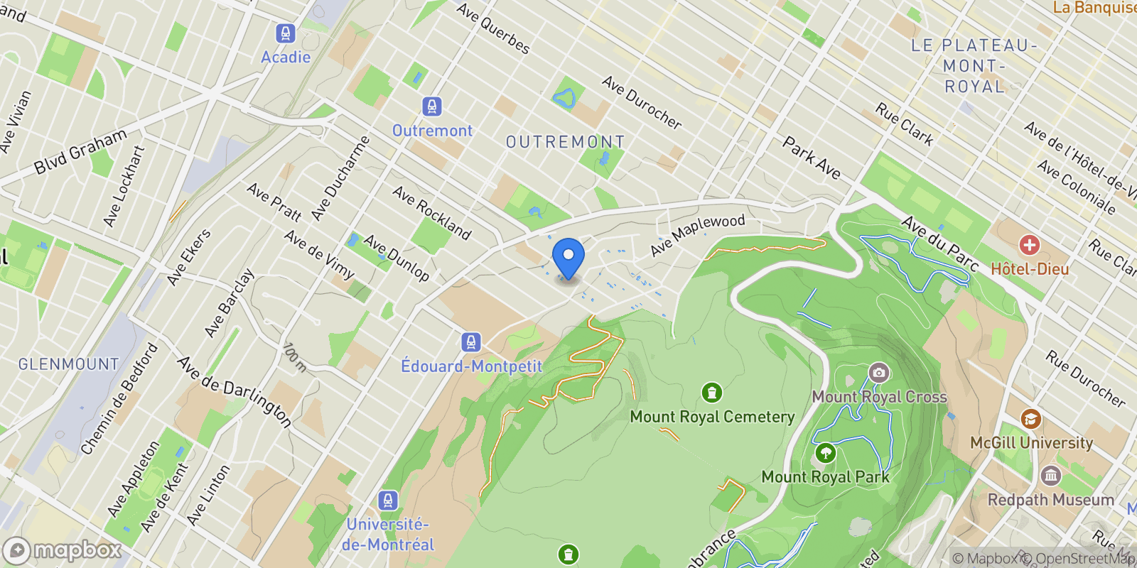 Map showing 219 Av. Maplewood, Montréal, Quebec, Canada.
