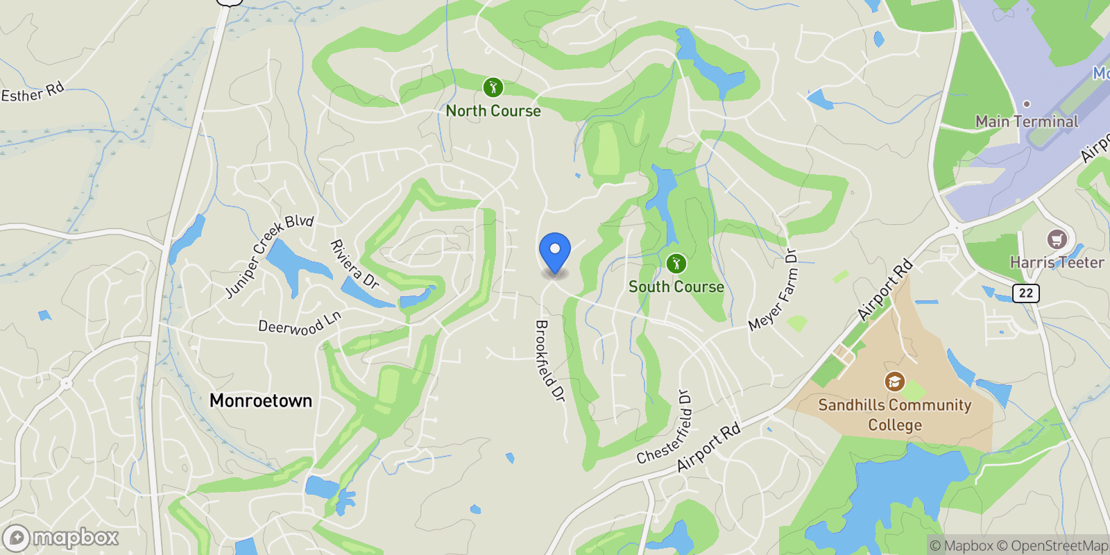 Map showing 5 Wellington Drive, Pinehurst, North Carolina, United States.