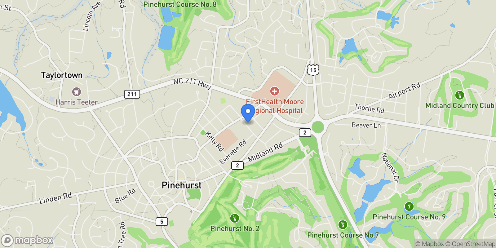 Map showing 110 Short Road, Pinehurst, North Carolina, United States.