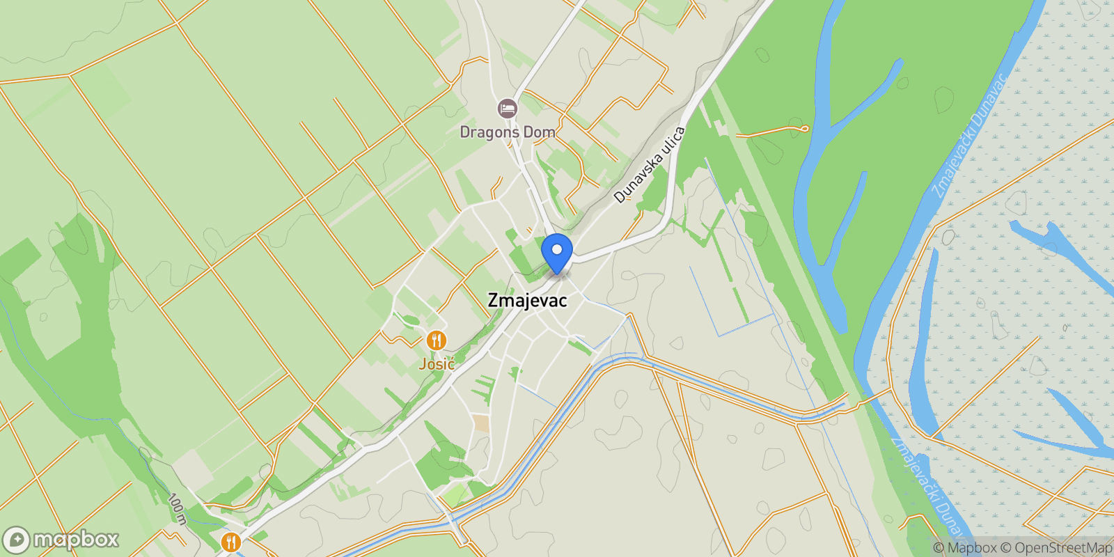 Map showing Zmajevac, Osijek-Baranja, Zmajevac, Osijek-Baranja County, Croatia.
