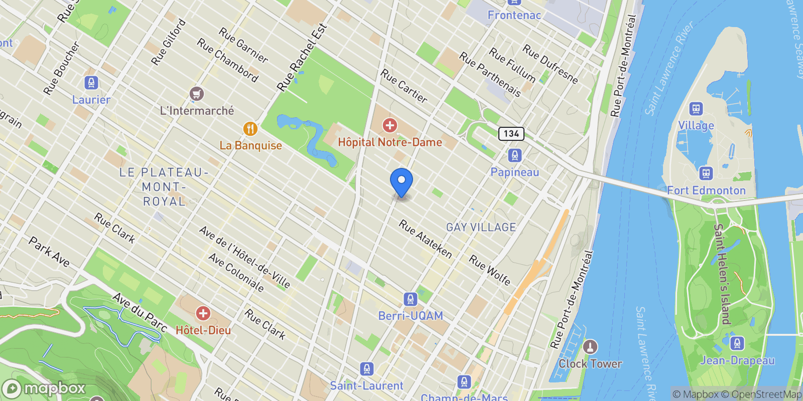 Map showing 1915Z 1919Z Rue Montcalm, Montréal, Quebec, Canada.
