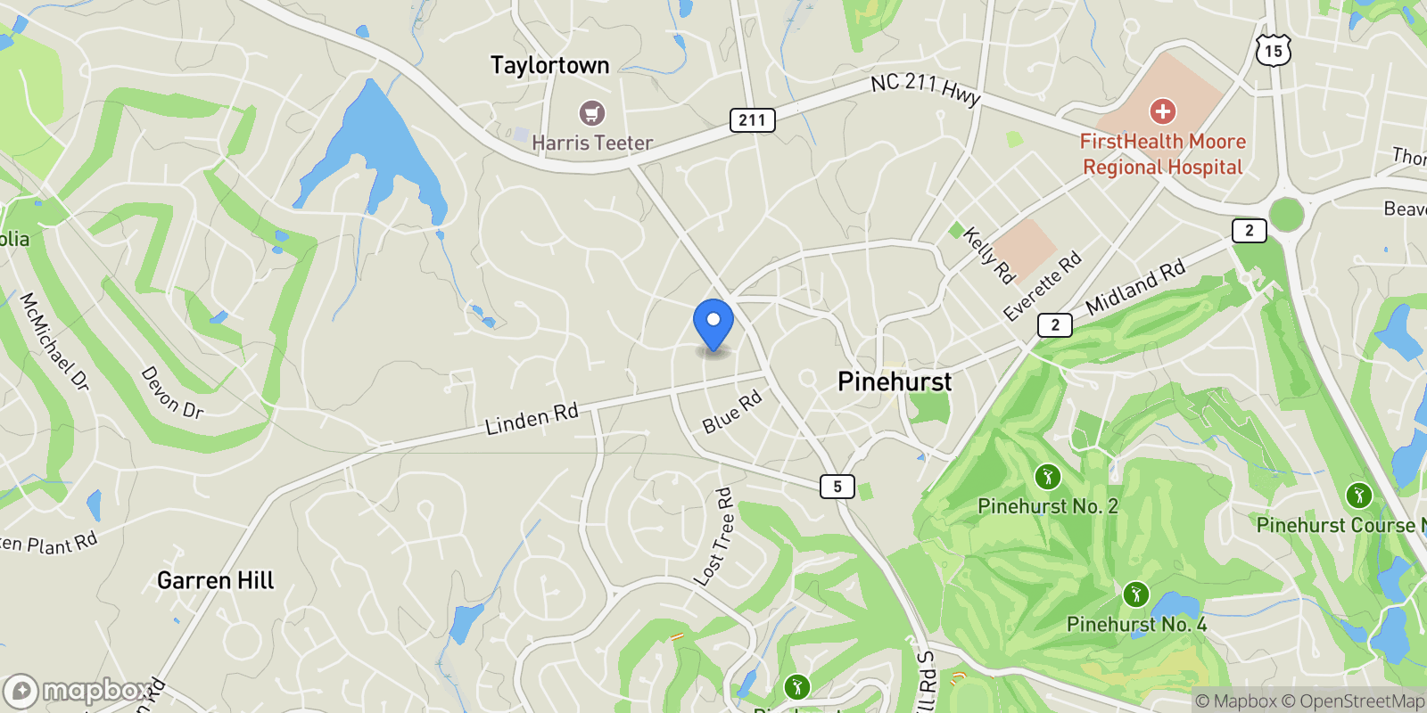 Map showing 50 Mccaskill Road W, Pinehurst, North Carolina, United States.