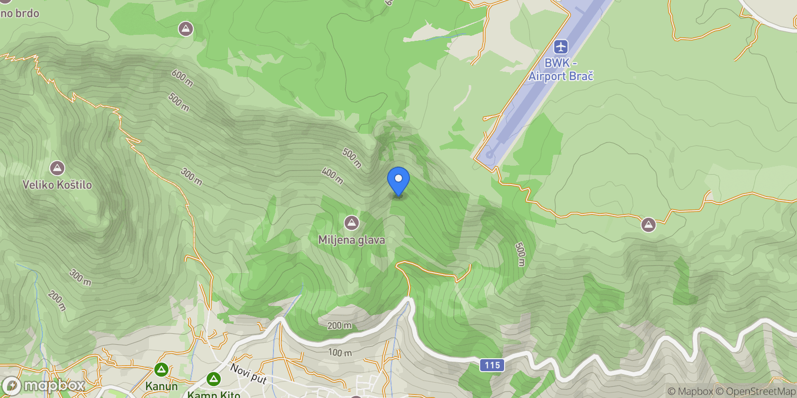 Map showing Bol, Split-Dalmatia, Bol, Split-Dalmatia County, Croatia.